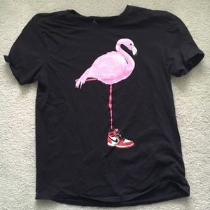 Black Jordan Flamingo Graphic Tee Shirt